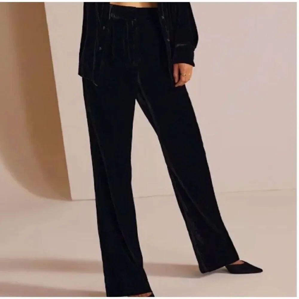 ✨J.Crew Silk Velvet City Fit Wide Leg Full Length Dress Sz 8 Pants✨